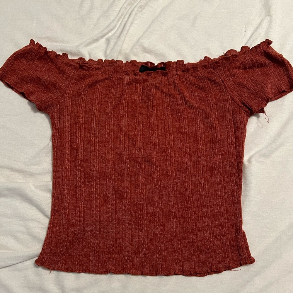 Forever 21 burnt orange crop top off the shoulder